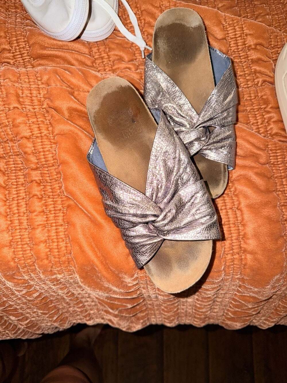 Vince Camuto Biminti Slide Sandal Silver Metallic Twist Size 6.5